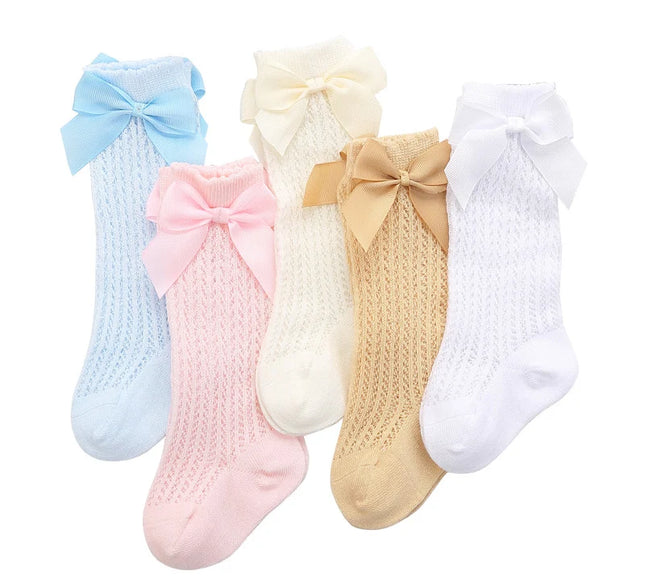 Sosete lungi pentru fetite, Anna - Ivory, diverse marimi, bumbac + elastan