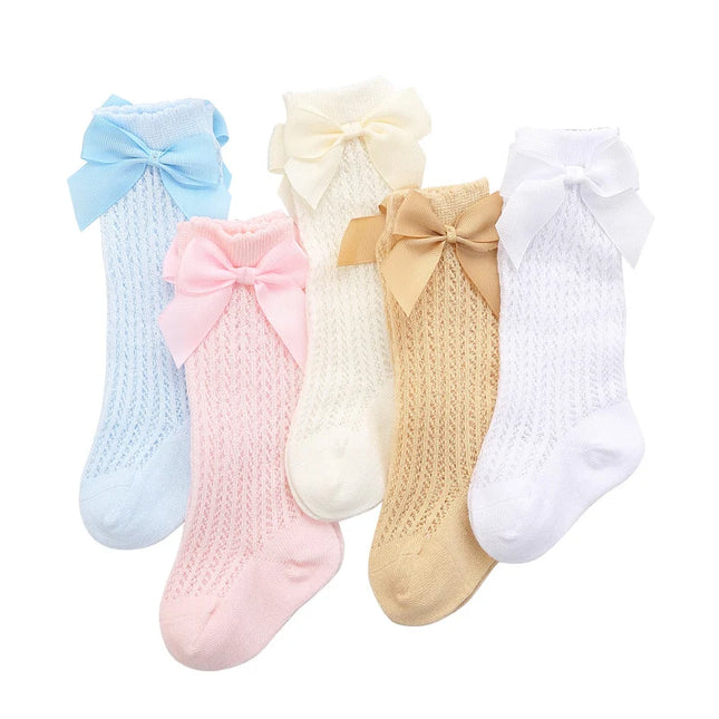 Sosete lungi pentru fetite, Anna - Pink, diverse marimi, bumbac + elastan
