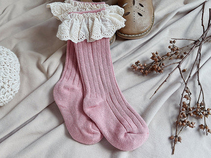 Sosete lungi pentru fetite, Antonia - Rose Pink, diverse marimi, bumbac + elastan