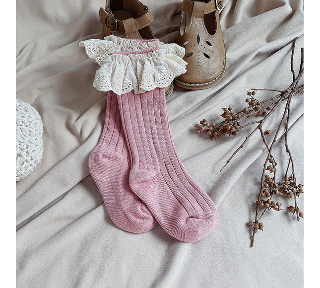 Sosete lungi pentru fetite, Antonia - Rose Pink, diverse marimi, bumbac + elastan