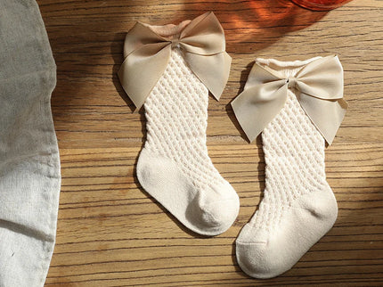 Sosete lungi pentru fetite, Bella - Beige, diverse marimi, bumbac + elastan