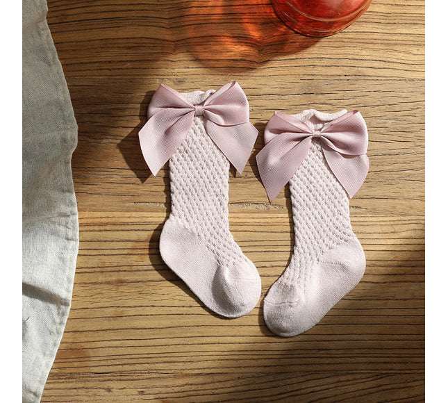 Sosete lungi pentru fetite, Bella - Rose Pink, diverse marimi, bumbac + elastan