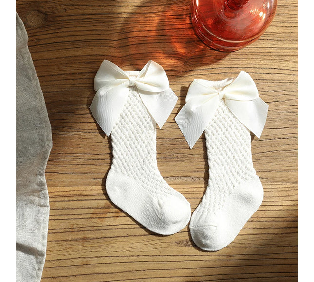 Sosete lungi pentru fetite, Bella - Ivory, diverse marimi, bumbac + elastan