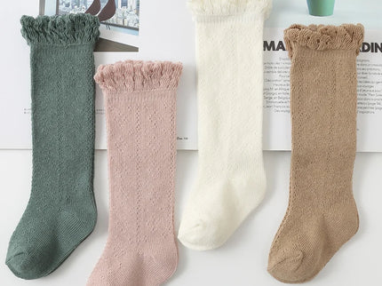 Sosete lungi pentru fetite, Carla - White, diverse marimi, bumbac + elastan