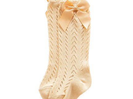 Sosete lungi pentru fetite, Karina - Beige, diverse marimi, bumbac + elastan