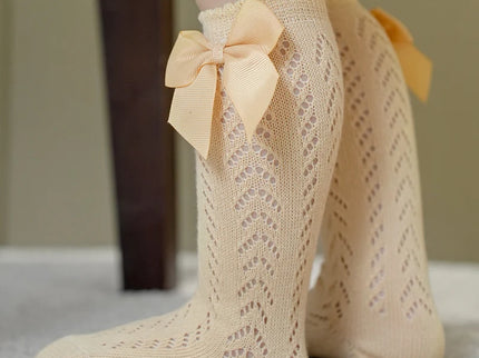 Sosete lungi pentru fetite, Karina - Beige, diverse marimi, bumbac + elastan