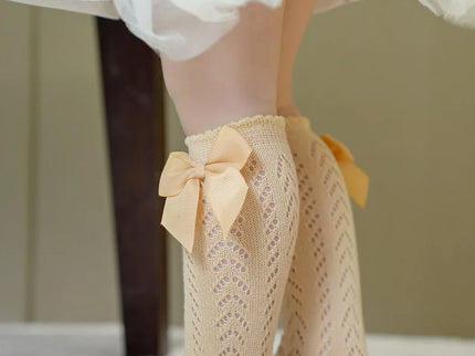 Sosete lungi pentru fetite, Karina - Beige, diverse marimi, bumbac + elastan
