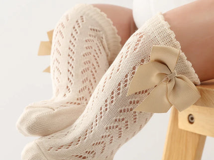 Sosete lungi pentru fetite, Karina - Beige, diverse marimi, bumbac + elastan