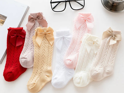 Sosete lungi pentru fetite, Karina - Pink, diverse marimi, bumbac + elastan