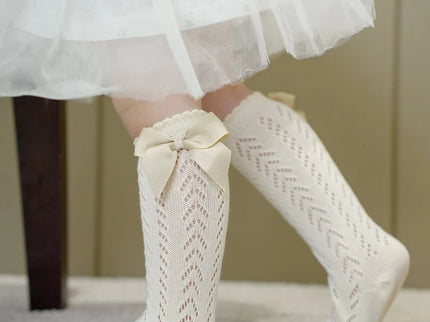 Sosete lungi pentru fetite, Karina - Ivory, diverse marimi, bumbac + elastan