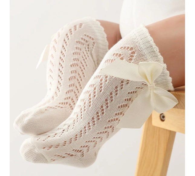 Sosete lungi pentru fetite, Karina - Ivory, diverse marimi, bumbac + elastan