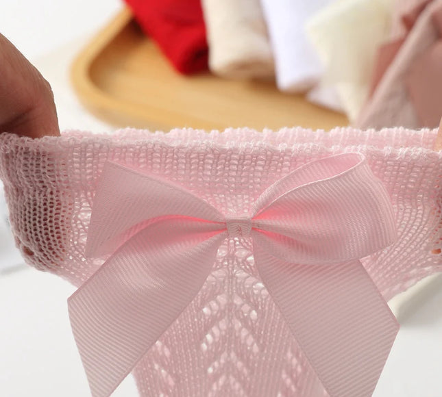 Sosete lungi pentru fetite, Karina - Pink, diverse marimi, bumbac + elastan