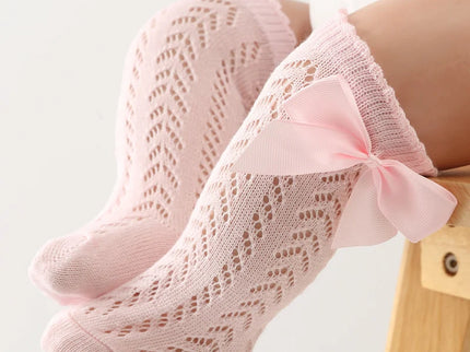 Sosete lungi pentru fetite, Karina - Pink, diverse marimi, bumbac + elastan