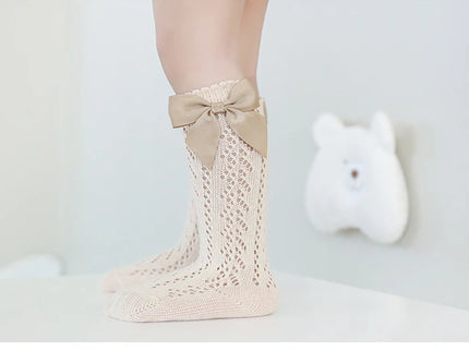 Sosete lungi pentru fetite, Lara - Beige, diverse marimi, bumbac + elastan