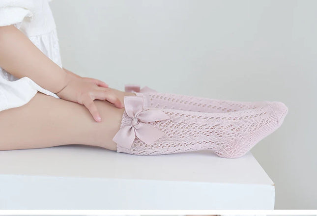 Sosete lungi pentru fetite, Lara - Rose Pink, diverse culori, cumbac + elastan