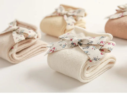 Sosete lungi pentru fetite, Maria - Beige, bumbac + lycra
