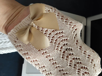 Sosete lungi pentru fetite, Renata - Beige, diverse marimi, bumbac + elastan