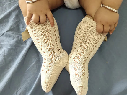Sosete lungi pentru fetite, Renata - Beige, diverse marimi, bumbac + elastan