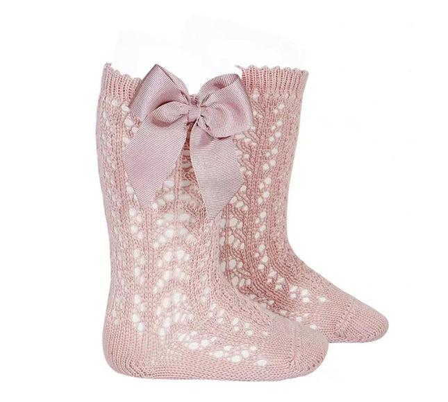 Sosete lungi pentru fetite, Renata - Pink, diverse marimi, bumbac + elastan