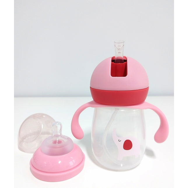 Sticla bebelusi 2 in 1, 240 ml, diverse culori, silicon + pp, 4 luni +