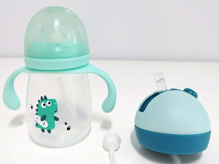 Sticla bebelusi 2 in 1, 240 ml, diverse culori, silicon + pp, 4 luni +