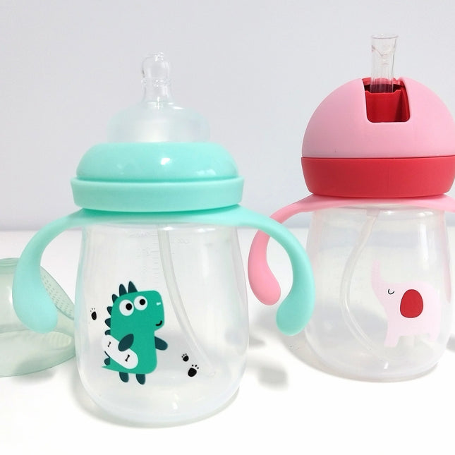 Sticla bebelusi 2 in 1, 240 ml, diverse culori, silicon + pp, 4 luni +