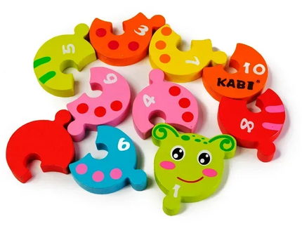 Puzzle din Lemn Omidă– Învățarea Numerelor 1-10 - Bebeboo - Totul pentru copii. Jucării, Hăinuțe, Perne, Mobilier, Textile