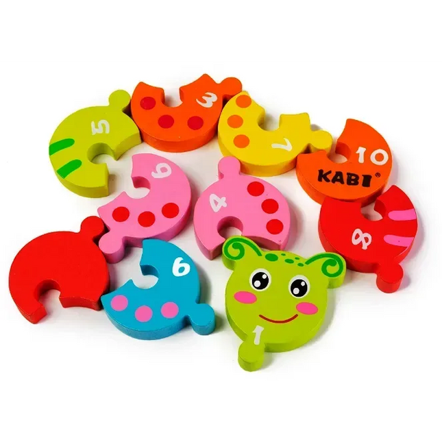 Puzzle din Lemn Omidă– Învățarea Numerelor 1-10 - Bebeboo - Totul pentru copii. Jucării, Hăinuțe, Perne, Mobilier, Textile