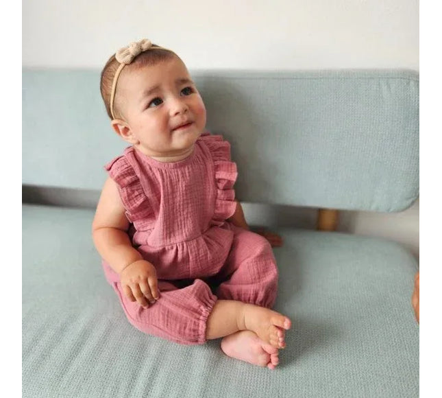 Salopeta Roz Din Muselina - Bebeboo - Totul pentru copii. Jucării, Hăinuțe, Perne, Mobilier, Textile