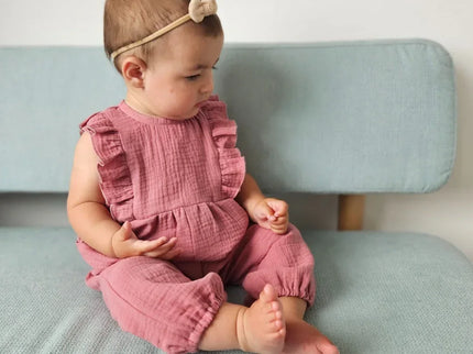 Salopeta Roz Din Muselina - Bebeboo - Totul pentru copii. Jucării, Hăinuțe, Perne, Mobilier, Textile