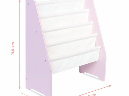 Raft de Carti pentru Copii, Organizator cu etajere din textil, pentru depozitare jucarii, carti si caiete. Mobilier din Lemn MDF, 71.5 x 62 x 30 cm - Bebeboo - Totul pentru copii. Jucării, Hăinuțe, Perne, Mobilier, Textile