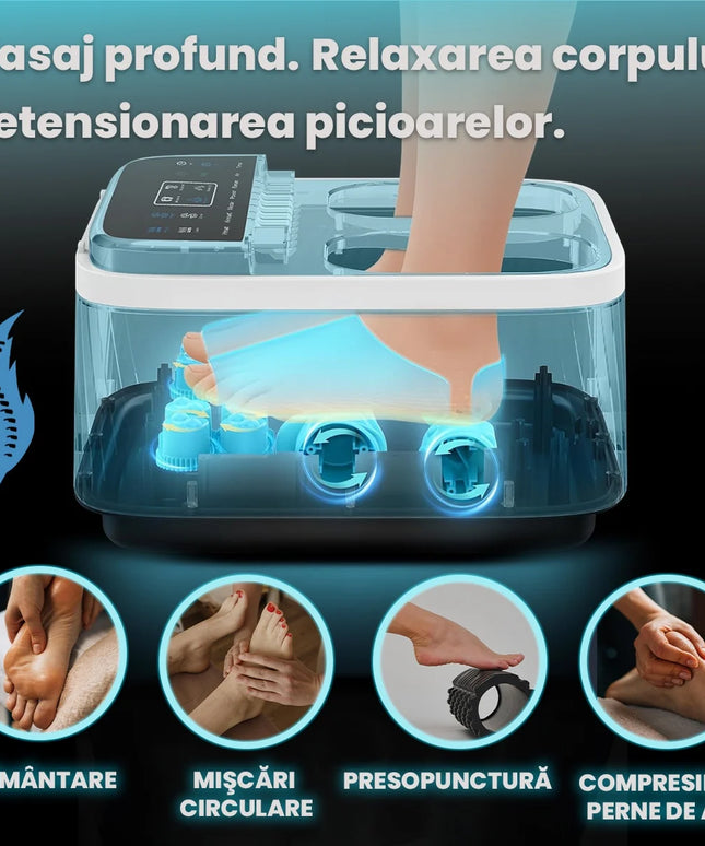 Aparat Masaj Gravide, Masaj Picioare si Talpi pentru Relaxare, Functii de Reflexoterapie, Role Masat si Incalzit Talpa, Perne Compresie, Sterilizare UV, Circulatie Imbunatatita, 4 Programe, Negru