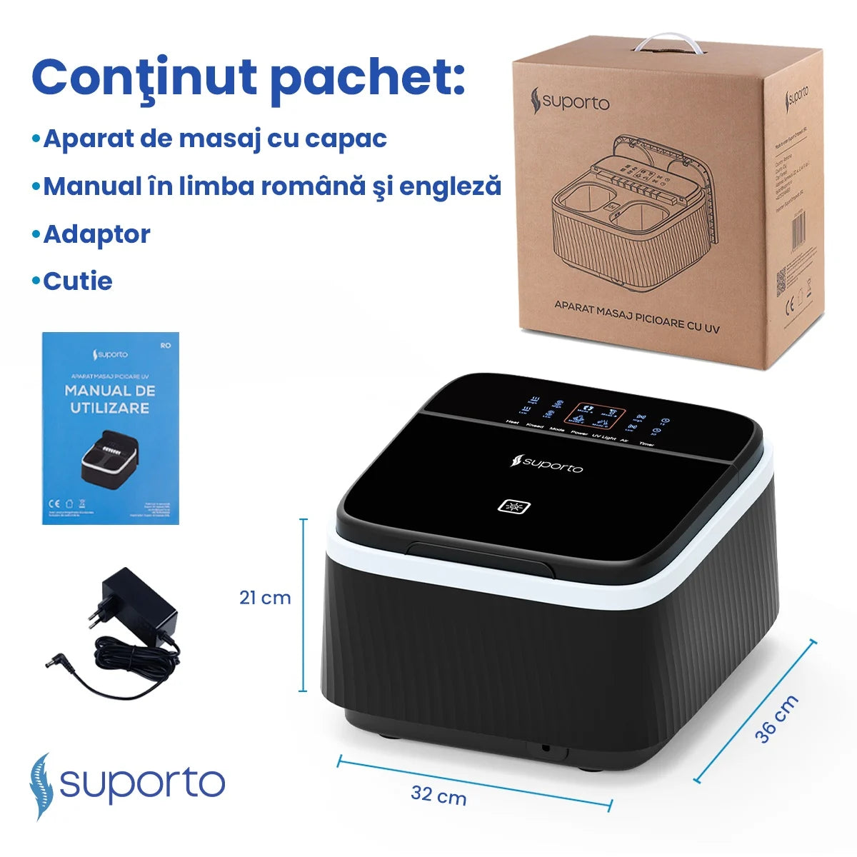 Aparat Masaj Gravide, Masaj Picioare si Talpi pentru Relaxare, Functii de Reflexoterapie, Role Masat si Incalzit Talpa, Perne Compresie, Sterilizare UV, Circulatie Imbunatatita, 4 Programe, Negru