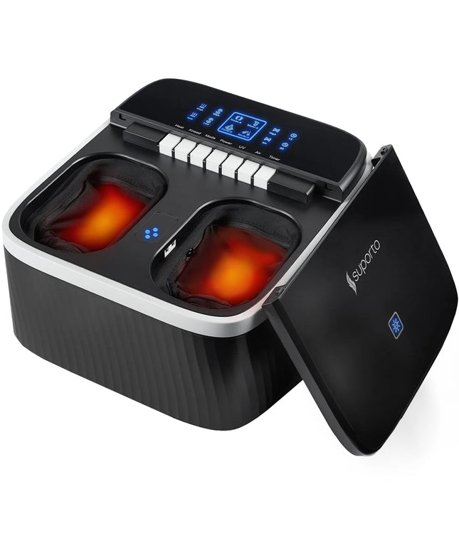 Aparat Masaj Gravide, Masaj Picioare si Talpi pentru Relaxare, Functii de Reflexoterapie, Role Masat si Incalzit Talpa, Perne Compresie, Sterilizare UV, Circulatie Imbunatatita, 4 Programe, Negru