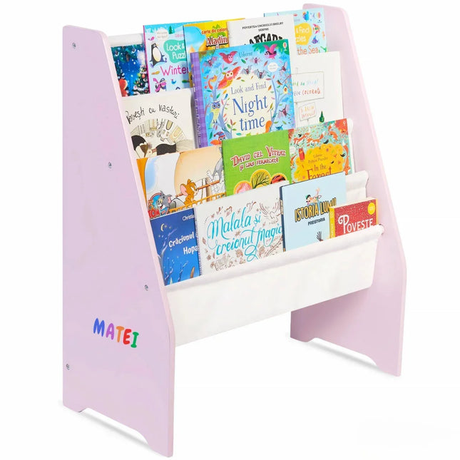 Raft de Carti pentru Copii, Organizator cu etajere din textil, pentru depozitare jucarii, carti si caiete. Mobilier din Lemn MDF, 71.5 x 62 x 30 cm - Bebeboo - Totul pentru copii. Jucării, Hăinuțe, Perne, Mobilier, Textile