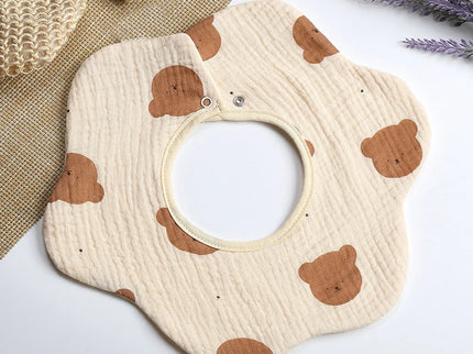 Baveta din bumbac organic pentru bebelusi, Model 3 – Teddy Bear, 0 luni+