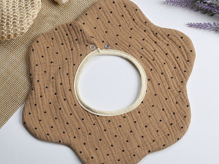 Baveta din bumbac organic pentru bebelusi, Model 3 – Brown Dots, 0 luni+