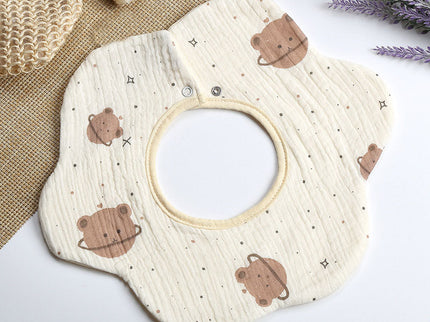 Baveta din bumbac organic pentru bebelusi, Model 3 – Space Bear, 0 luni+