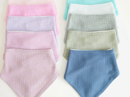 Baveta tip bandana pentru bebelusi, diverse culori, 0 luni+, muselina + bumbac terry
