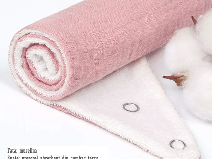 Baveta tip bandana pentru bebelusi, diverse culori, 0 luni+, muselina + bumbac terry