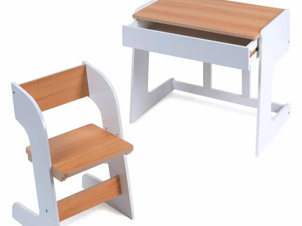 Birou pentru copii Reglabil, din MDF, cu Scaunel reglabil, Spatiu de depozitare, Utilizari multiple, Alb - Bebeboo - Totul pentru copii. Jucării, Hăinuțe, Perne, Mobilier, Textile