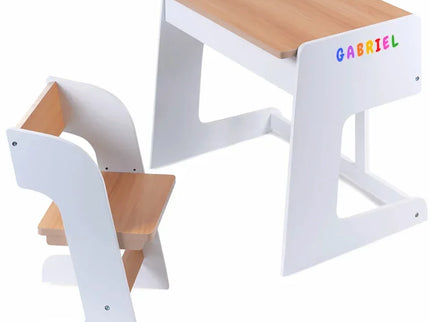 Birou pentru copii Reglabil, din MDF, cu Scaunel reglabil, Spatiu de depozitare, Utilizari multiple, Alb - Bebeboo - Totul pentru copii. Jucării, Hăinuțe, Perne, Mobilier, Textile
