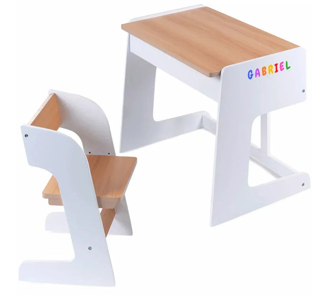Birou pentru copii Reglabil, din MDF, cu Scaunel reglabil, Spatiu de depozitare, Utilizari multiple, Alb - Bebeboo - Totul pentru copii. Jucării, Hăinuțe, Perne, Mobilier, Textile