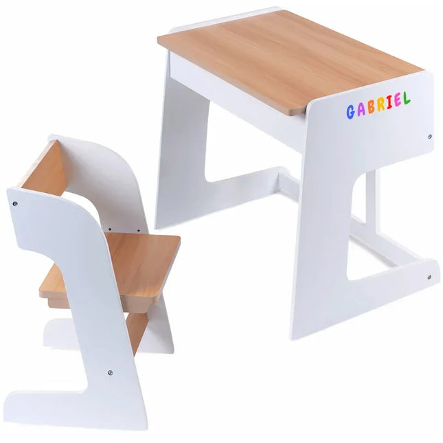 Birou pentru copii Reglabil, din MDF, cu Scaunel reglabil, Spatiu de depozitare, Utilizari multiple, Alb - Bebeboo - Totul pentru copii. Jucării, Hăinuțe, Perne, Mobilier, Textile