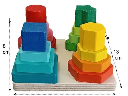 Sortator 4 Coloane din Lemn – Forme Geometrice - Bebeboo - Totul pentru copii. Jucării, Hăinuțe, Perne, Mobilier, Textile