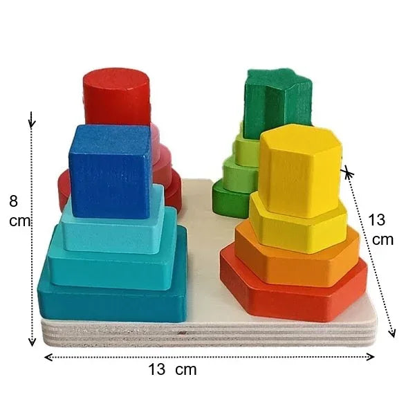 Sortator 4 Coloane din Lemn – Forme Geometrice - Bebeboo - Totul pentru copii. Jucării, Hăinuțe, Perne, Mobilier, Textile