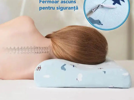 Perna pentru copii Toddler 24+ luni Albastra, Hipoalergenica, din spuma cu memorie - Bebeboo - Totul pentru copii. Jucării, Hăinuțe, Perne, Mobilier, Textile