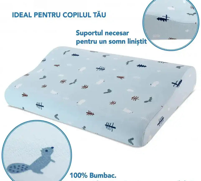 Perna pentru copii Toddler 24+ luni Albastra, Hipoalergenica, din spuma cu memorie - Bebeboo - Totul pentru copii. Jucării, Hăinuțe, Perne, Mobilier, Textile