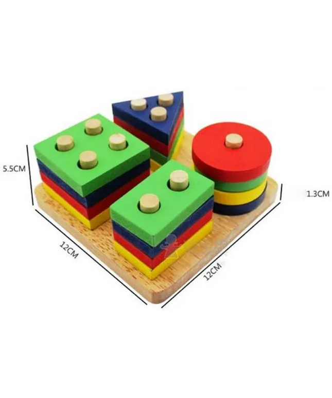Sortator Geometric din Lemn – 4 Coloane Montessori