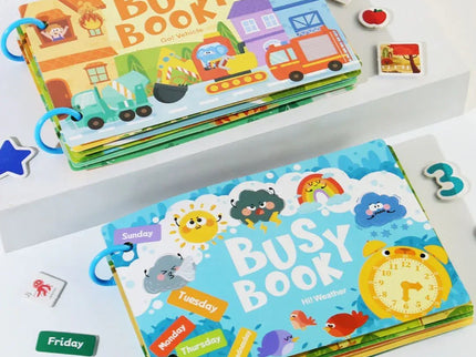 Carte educativă Busy Book, 6 tematici - Bebeboo - Totul pentru copii. Jucării, Hăinuțe, Perne, Mobilier, Textile